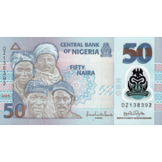 P40a Nigeria - 50 Naira Year 2009 (Polymer)